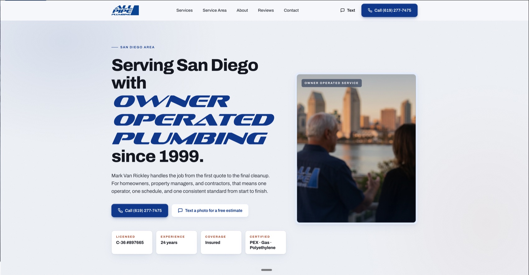 The All Pipe Plumbing website built by Outposting Studio